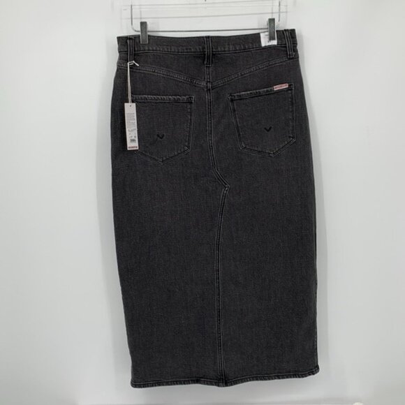 Hudson Fashion maxi denim jeans skirt slit black midi faded modest new 31 12 - Picture 4 of 6
